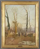 Alexander Demetrius Goltz, Bivouac, Skutari, Albania, 1916, Oil on wood panel