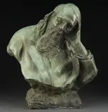Toma Lewis, A Russian Monk at Rest, Bronze with green patina