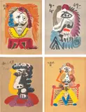 Portraits imaginaire (Imaginary Portraits): four plates by Pablo Picasso, 1969, Four offset lithographs in colours, on Arches paper, the full sheets, sold Sep 2023