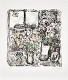 Marc Chagall, Fleurs devant la fenêtre (Flowers in Front of the Window) (M. 478), 1967, Lithograph in colours, on Arches paper, with margins