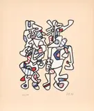 Jean Dubuffet, Parade nuptiale (Courtship) (W. 1099), 1973, Screenprint in colours, on tan Canson paper, with full margins