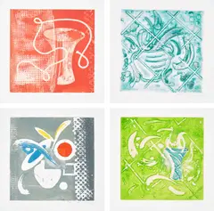 William Tillyer, The Scalby Suite, 2022, The complete set of eight etching and aquatints in colours with embossing, on Arches paper, with full margins