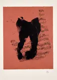 Music for J.S. Bach (E. & B. 471) by Robert Motherwell, 1989, Lithograph in colours, on red Moriki handmade paper Chine-collé to Arches paper, with full margins, offered Sep 2023