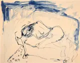 Tracey Emin, Curled Up, 2022, Lithograph in colours, on Somerset Velvet paper, the full sheet