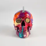 Damien Hirst, The Hours Spin Skull, 2009, Unique multiple comprised of a plastic skull with gloss enamel paint in colours, with inset watch faces, accompanied by The Hours CD album See the Light , all contained in the original black box
