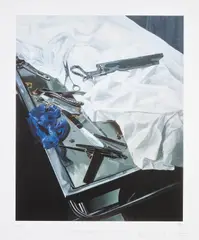 Dissection Table with Tools by Damien Hirst, 2005, Inkjet print in colours, on heavy wove paper, with full margins, sold Sep 2023