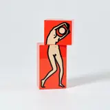 Julian Opie, Caterina Dancing 17 (Red), 2011, Unique multiple comprised of screenprint in colours, on painted MDF wood, in two parts joined at the centre (as issued)