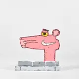 Katherine Bernhardt and Jonathan Edelhuber, Panther Panther Rosa Rosa, 2020, painted wood