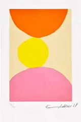 Etel Adnan, L'Express Beyrouth-Enfer (Beirut-Hell Express), 2021, Aquatint in colours, on wove paper, with full margins, with accompanying 55-page book, the sheet loose (as issued) contained in the original aquamarine linen-covered portfolio
