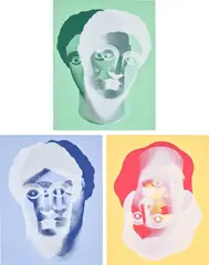 Nicolas Party, Portraits, 2018, The complete set of three screenprints in colours, on Coventry Rag paper, the full sheets