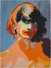 Claire Tabouret, Makeup (Orange & Shadows), 2021, Lithographic and silkscreen print