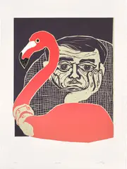 Lacriminal by Sanya Kantarovsky, 2016, Woodcut in colours, on BFK Rives paper, with full margins, sold Sep 2023