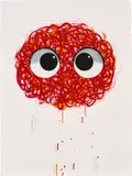 Javier Calleja, Redhead, 2014, Screenprint in colours with hand-colouring in charcoal and acrylic, on Arches 88 paper, the full sheet