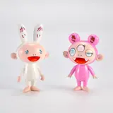 Takashi Murakami, Kaikai-chan; and Kiki-chan, from Kaikai & Kiki, 2018, Two soft vinyl multiples with hand-printing in colours, each contained in the original printed cardboard boxes