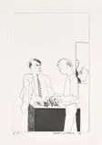 David Hockney, He Enquired after the Quality, plate 3 from Illustrations for 14 Poems by C.P. Cavafy (E. A. 460, S.A.C. 49, M.C.A.T. 49), 1966-7, Etching and aquatint, on handmade Crisbrook paper, with full margins