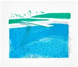 David Hockney, Lithographic Water Made of Lines, Crayon, and Two Blue Washes (T.G. 252, M.C.A.T. 209), 1978-80, Lithograph in colours, on TGL handmade paper, with full margins