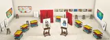 David Hockney, Seven Trollies, Six and a Half Stools, Six Portraits, Eleven Paintings, and Two Curtains, 2018, Photographic drawing in colours, printed on seven sheets of wove paper, the full sheets mounted to Dibond (as issued)