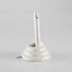 Serpent by David Shrigley, 2020, White earthenware sculpture painted and glazed, contained in the original foam-lined wooden box with printed design on t, offered Jun 2023