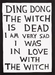 Ding Dong the Witch is Dead by David Shrigley, 2022, Linocut, on wove paper, the full sheet, sold Jun 2023