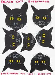 Black Cats by David Shrigley, 2021, Screenprint in colours with varnish overlay, on Somerset paper, the full sheet, sold Jun 2023