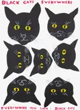 David Shrigley, Black Cats, 2021, Screenprint in colours with varnish overlay, on Somerset paper, the full sheet