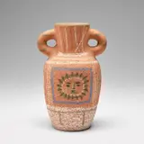 Pablo Picasso, Vase au décor pastel (Vase with Pastel Decoration) (A.R. 190), 1953, Red earthenware turned vase with pastel additions in colours