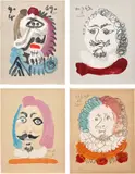 Portraits imaginaire (Imaginary Portraits): four plates by Pablo Picasso, 1969, Four offset lithographs in colours, on Arches paper, the full sheets, sold Dec 2023