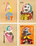Portraits imaginaire (Imaginary Portraits): four plates by Pablo Picasso, 1969, Four offset lithographs in colours, on Arches paper, the full sheets, sold Dec 2023