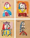 Portraits imaginaire (Imaginary Portraits): four plates by Pablo Picasso, 1969, Four offset lithographs in colours, on Arches paper, the full sheets, sold Dec 2023