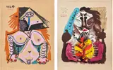 Portraits imaginaire (Imaginary Portraits): two plates by Pablo Picasso, 1969, Two offset lithographs in colours, on Arches paper, the full sheets, with title page, colophon, and original corduroy-co, sold Dec 2023