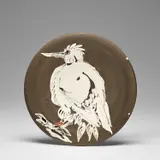 Oiseau no. 76 (Bird no. 76) (A.R. 481) by Pablo Picasso, 1963, White earthenware round plate painted in colours with partial brushed glaze, sold Dec 2023
