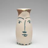 Chope visage (Face Jug) (A.R. 434) by Pablo Picasso, 1959, White earthenware turned pitcher painted in colours with partial brushed glaze, sold Dec 2023
