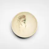 Sylvette (A.R. 266) by Pablo Picasso, 1955, White earthenware round bowl painted in black with partial brushed glaze, sold Dec 2023