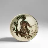 Pêcheur à la ligne (Angler) (A.R. 262) by Pablo Picasso, 1955, White earthenware round bowl painted in black with partial brushed glaze, sold Dec 2023