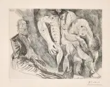 Pablo Picasso, Femmes à leur toilette, avec Degas rêvant (Women at their Toilette, with Degas Daydreaming), plate 84 from Série 156 (Bl. 1939, Ba. 1948), 1971, Etching, on BFK Rives paper, with full margins
