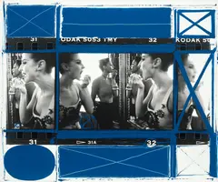 Maquillage Backstage, Paris by William Klein, 1992, Unique gelatin silver print with enamel paint, mounted, sold May 2023