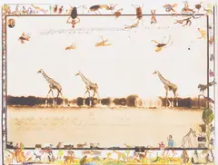 Peter Beard, Giraffes in Mirage on the Taru Desert, Kenya, June, 1960, Iris print, printed later