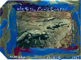 Peter Beard, Ode to the Peace Corpse, Alia Bay, Lake Rudolf, 1965, Unique Polaroid print with ink and paint, executed later