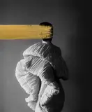 Andrea Torres Balaguer, Hyacinth from Hivernacle, 2022, Archival pigment print with gold acrylic paint, mounted