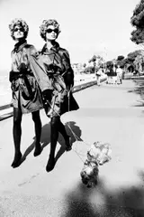 Dog Walkers, Christy Turlington & Linda Evangelista, Cannes by Ellen von Unwerth, 1990, Archival pigment print, printed later, mounted, offered Nov 2023