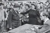 Henri Cartier-Bresson, Gestapo informer recognized by a woman she had denounced, Transit Camp, Dessau, Germany