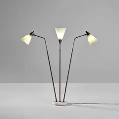 Giuseppe Ostuni, Three-armed adjustable floor lamp, circa 1950, Acrylic, brass, marble