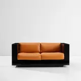 Lella Vignelli and Massimo Vignelli, Two-seater sofa, from the 'Saratoga' series, designed 1964, manufactured 1970s, Lacquered wood, leather
