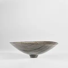 Large open bowl by Rupert Spira, circa 2003, Glazed stoneware with wide bands of inlaid design, sold Jan 2023