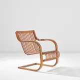 Ubunji Kidokoro, Armchair, circa 1936, Bamboo, laminated bamboo, oak, nickel-plated brass nail heads
