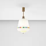 Angelo Lelii, Rare ceiling light, circa 1956, Glass, coloured acrylic, brass