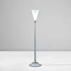 Floor lamp, model no. 518 by Carlo Scarpa, circa 1942, Coloured glass, lattimo glass, brass, offered Apr 2023
