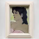 Gio Ponti, 'Profilo di donna su sfondo giallo', circa 1955, Oil on panel, in artist's frame