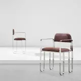 Gio Ponti, Pair of armchairs, circa 1932, Chrome-plated steel, vinyl