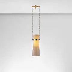 Studio B.B.P.R., Ceiling light, circa 1954, Tessuto glass, brass